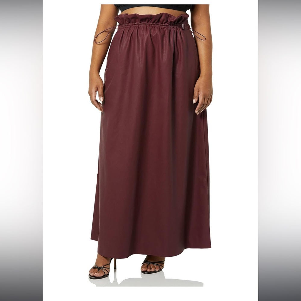 TEREA Women's Liv Vegan Leather Maxi Skirt XL Dark Cherry - Picture 5 of 7